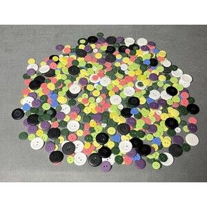 Lot Vintage Buttons Colorful Plastic Round & Heart Shaped Sewing-Crafting